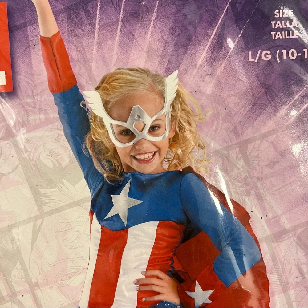 Marvel American Dream captain america Kids Costume - Red Blue White NEW L 10-12